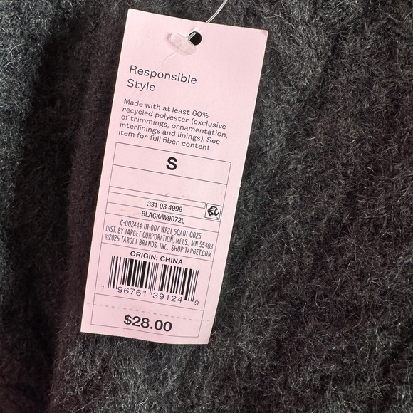 193. Wild Fable NWT One Shoulder Charcoal Cable Knit Sweater Top S - Picture 6 of 7